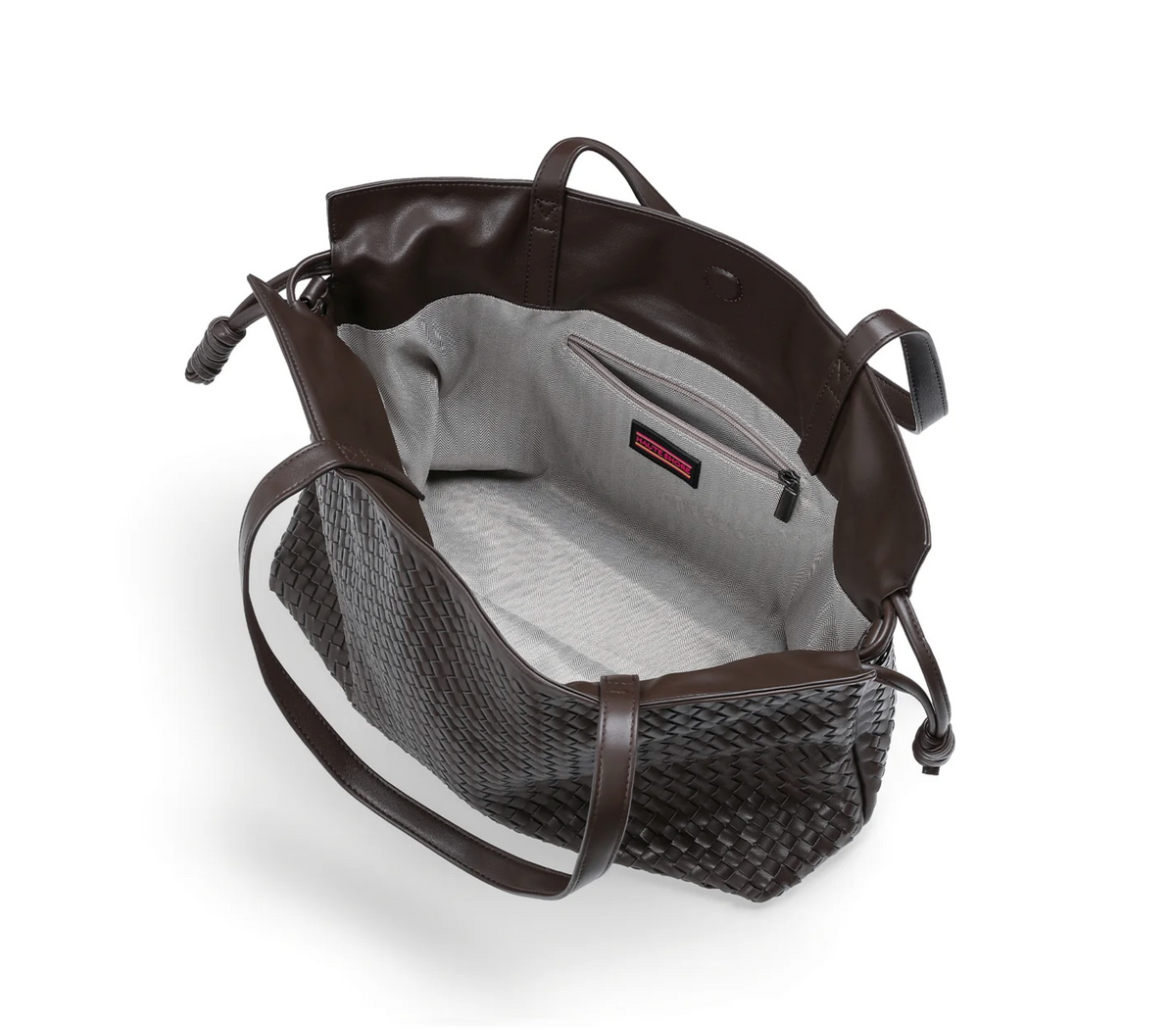 woven vegan leather tote- java