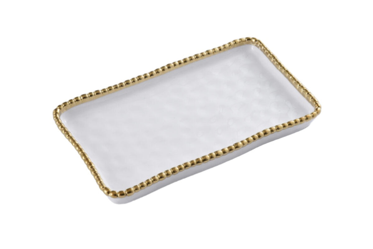 Pampa Bay Rectangular Vanity Tray With Gold Beads