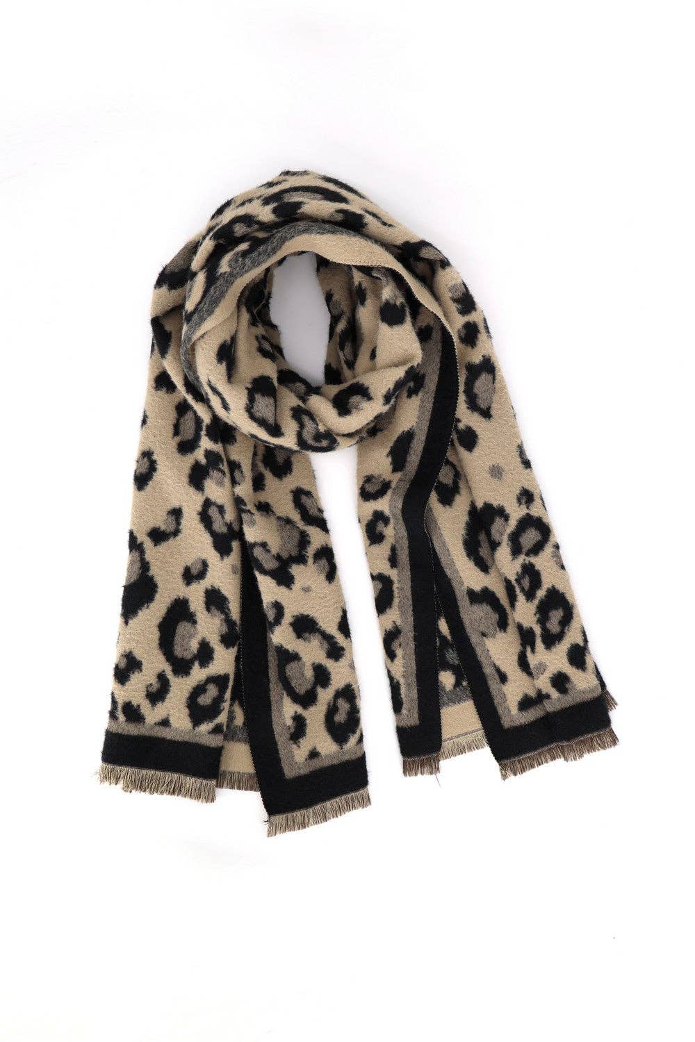 Leopard Reversible Fringe Scarf Wrap