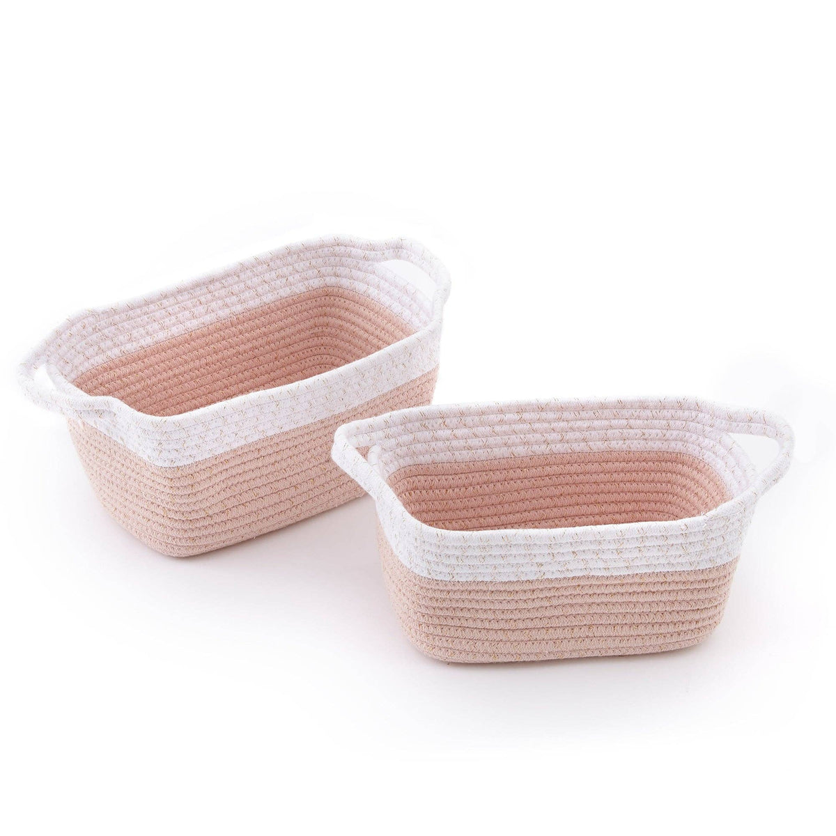 Pink White Rope Storage - set of 2