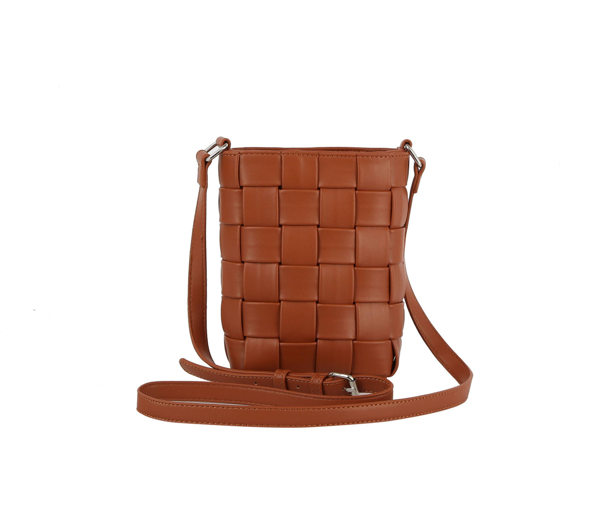 woven crossbody shoulder bag - brown