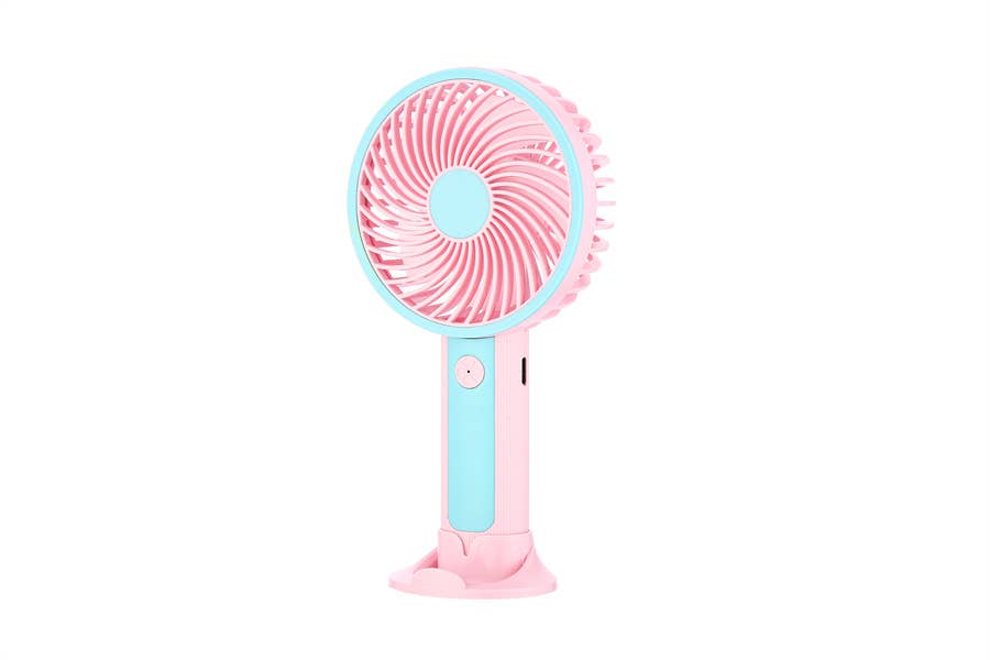 Ventilateur personnel rond léger bicolore : rose