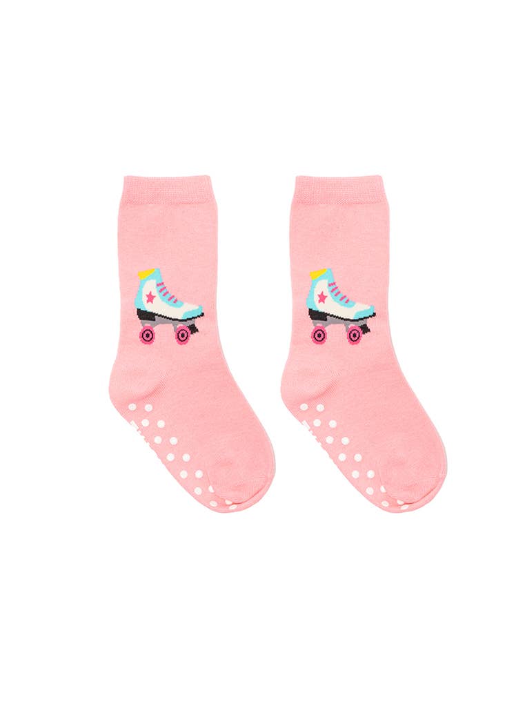3D Packaged Crew Socks - Roller Skate - Pink