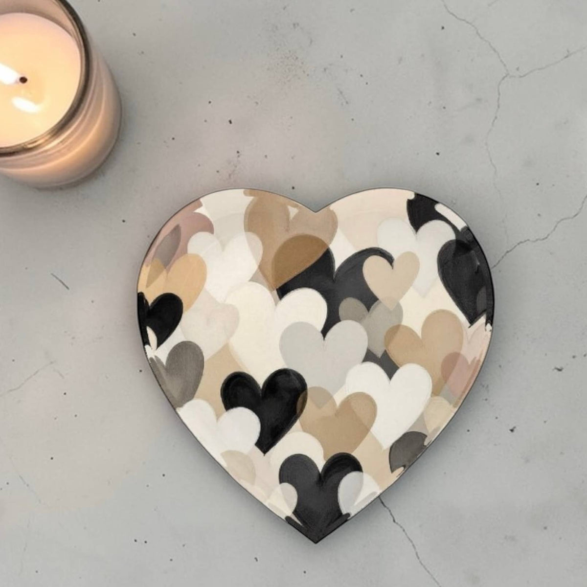 Neutral Hearts Crystal Heart Decor