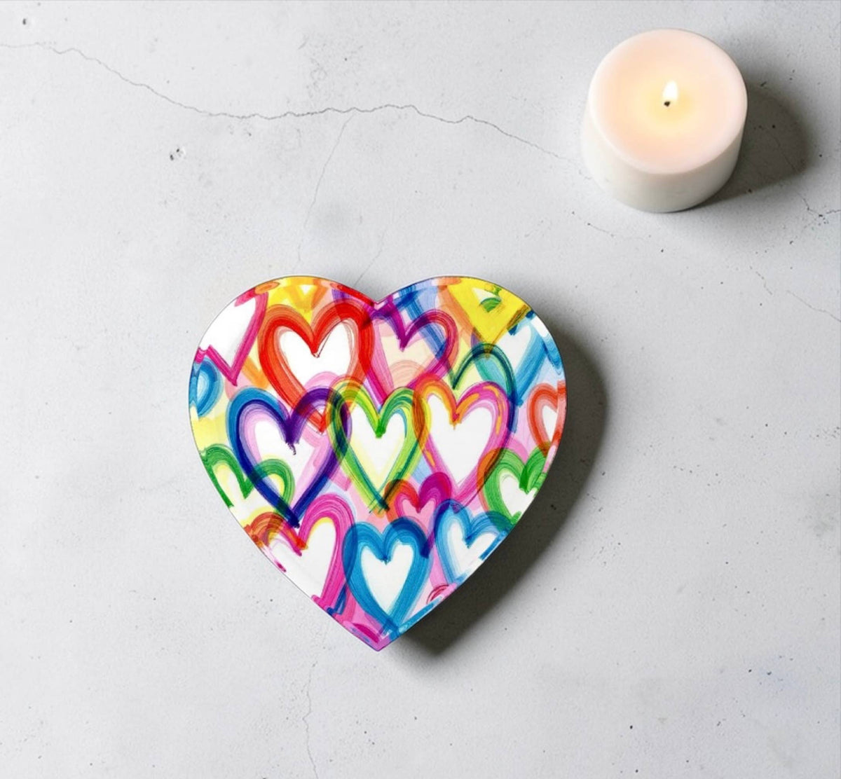 Colorful Hearts Crystal Heart Decor