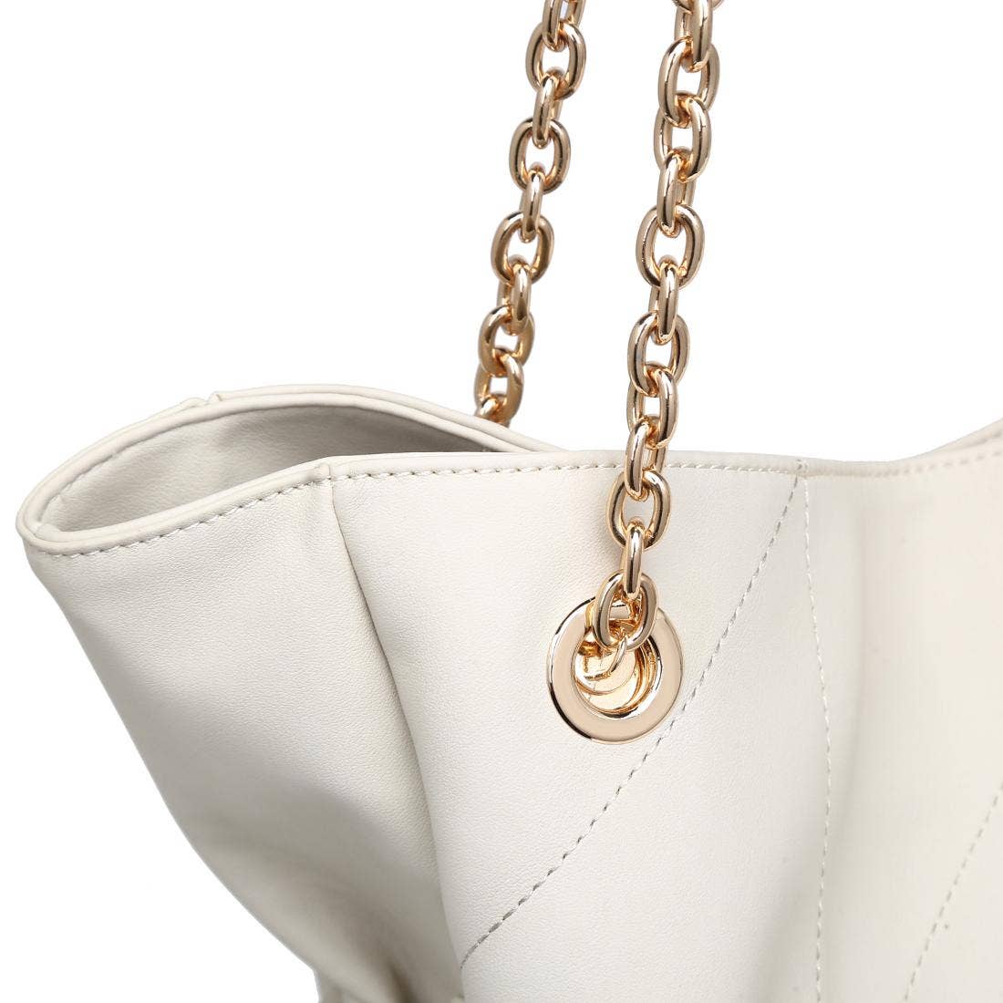Cinched quilted Tote - ivory