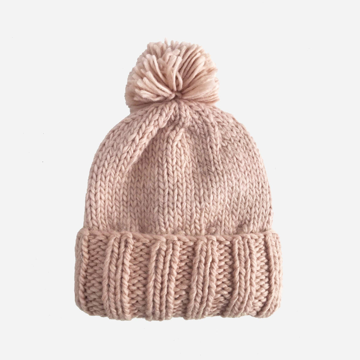 Bonnet à pompon classique - Rose poudré