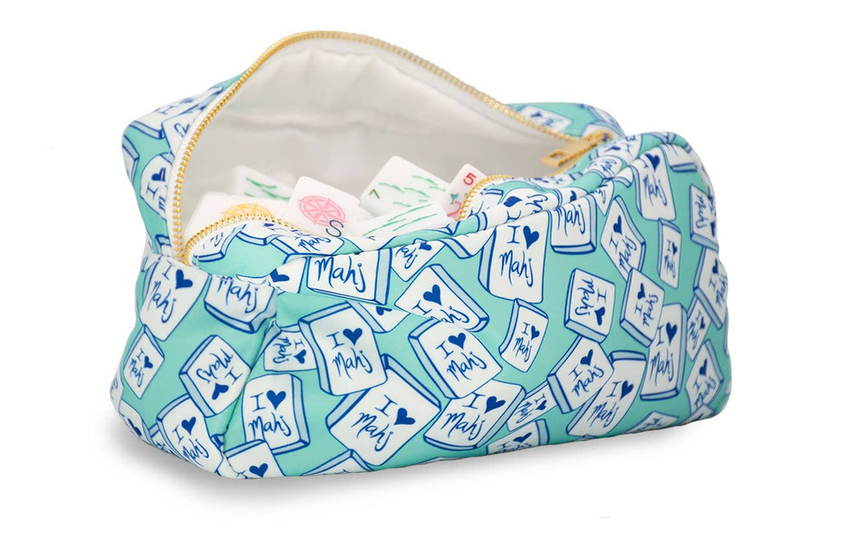 Sac à carreaux en nylon à fermeture éclair "I Heart Mahj"