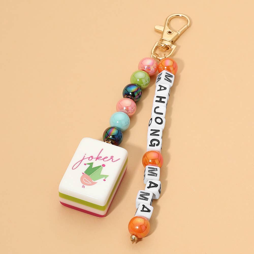 MAHJONG MAMA Beaded Keychain Bag Charm