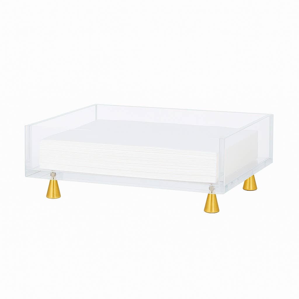 Footed Guest Towel Holder, Gold