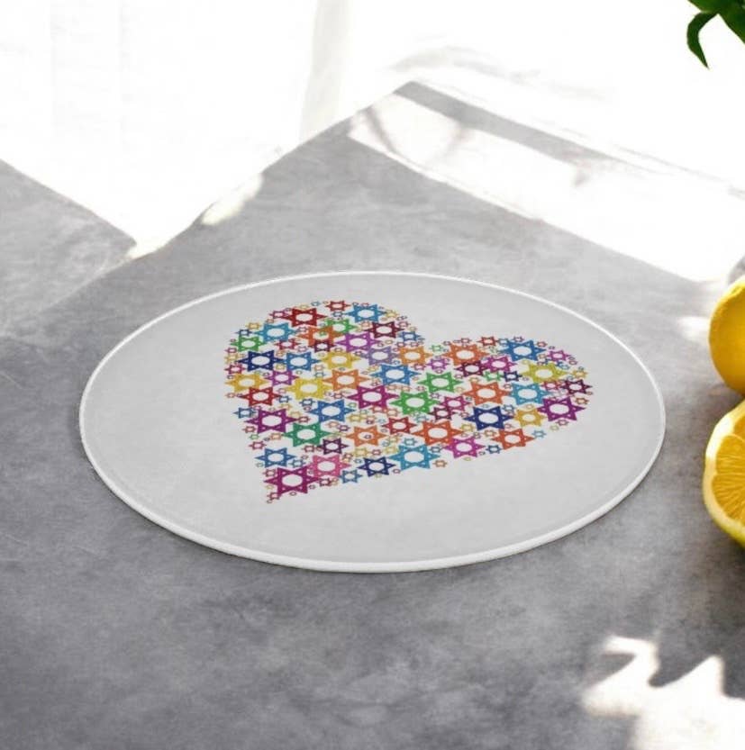 Star Of David Heart Judaica Art Cutting Board