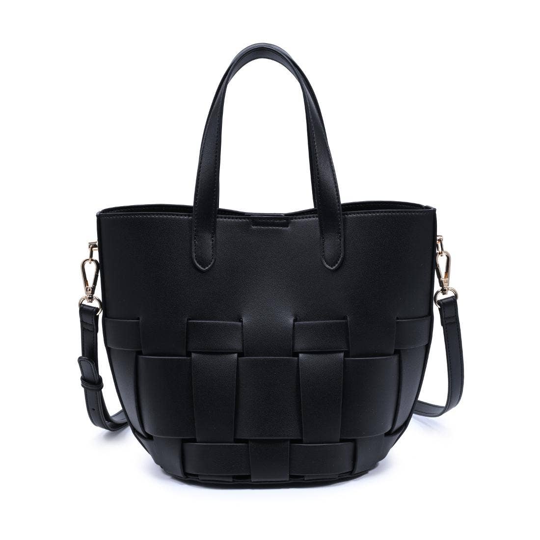 Sac cabas à panneaux tissés - noir