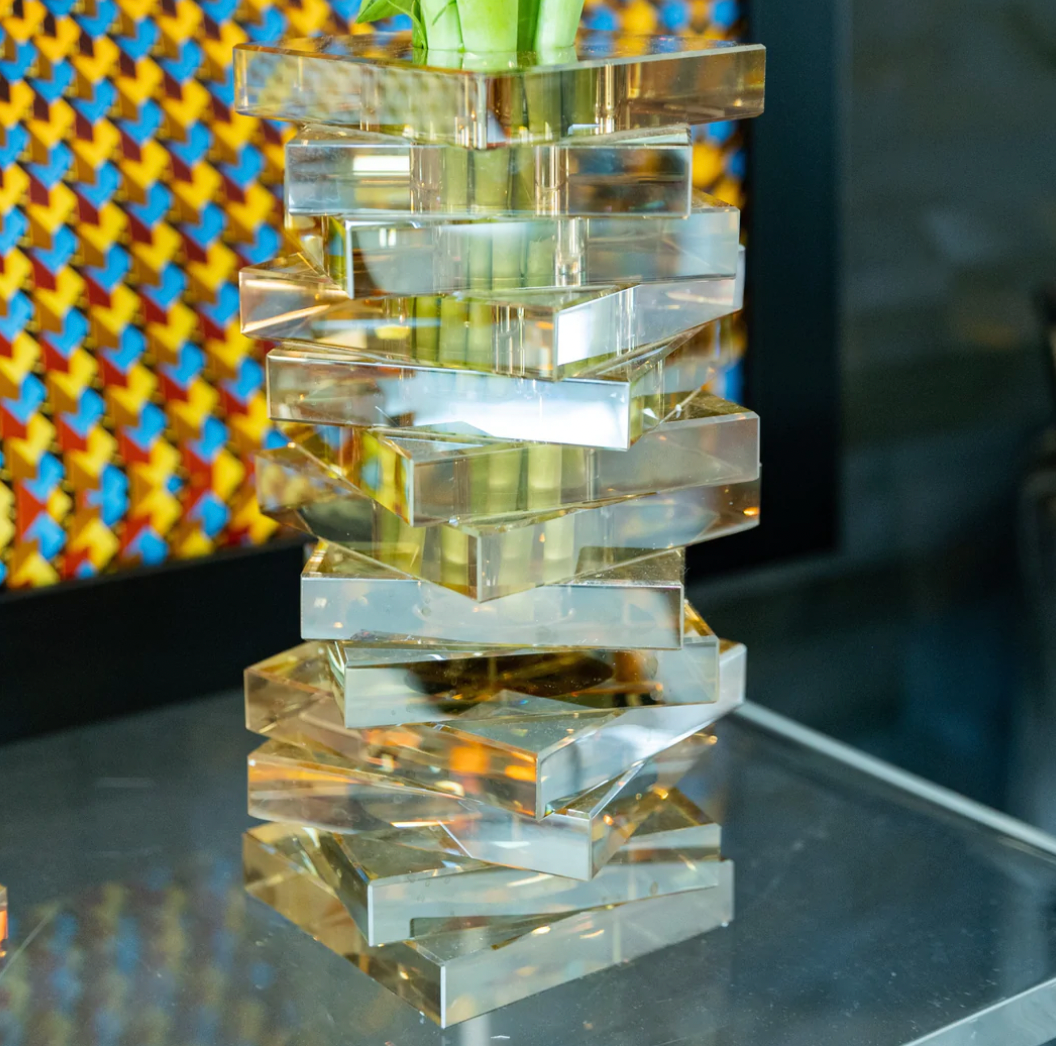 Vase torsadé en cristal – Or : Grand modèle