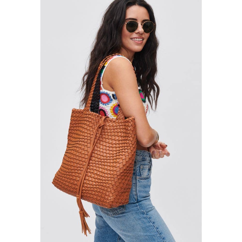 vegan leather basketweave Tote