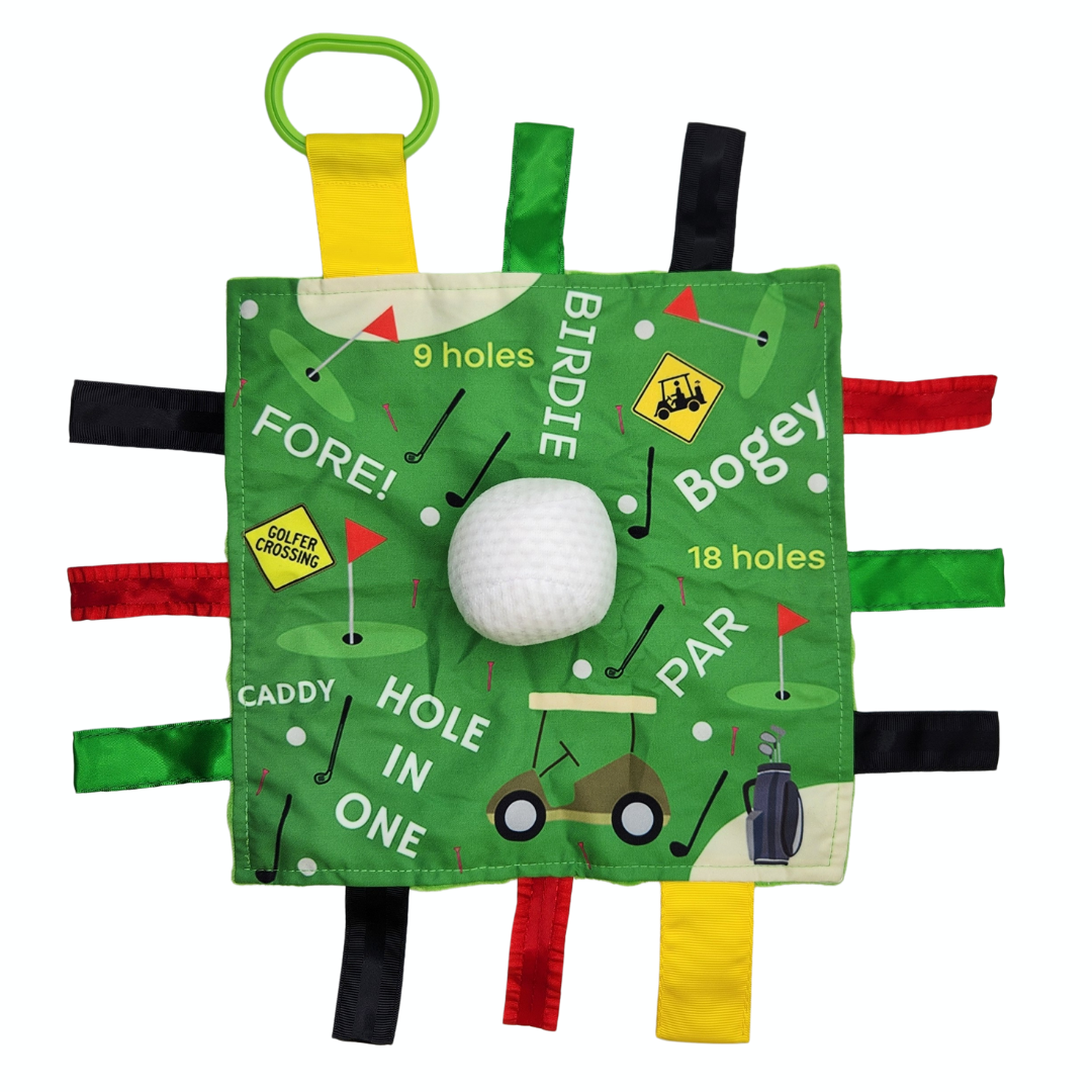 Golf Baby crinkle Tag Toy 10" x 10"