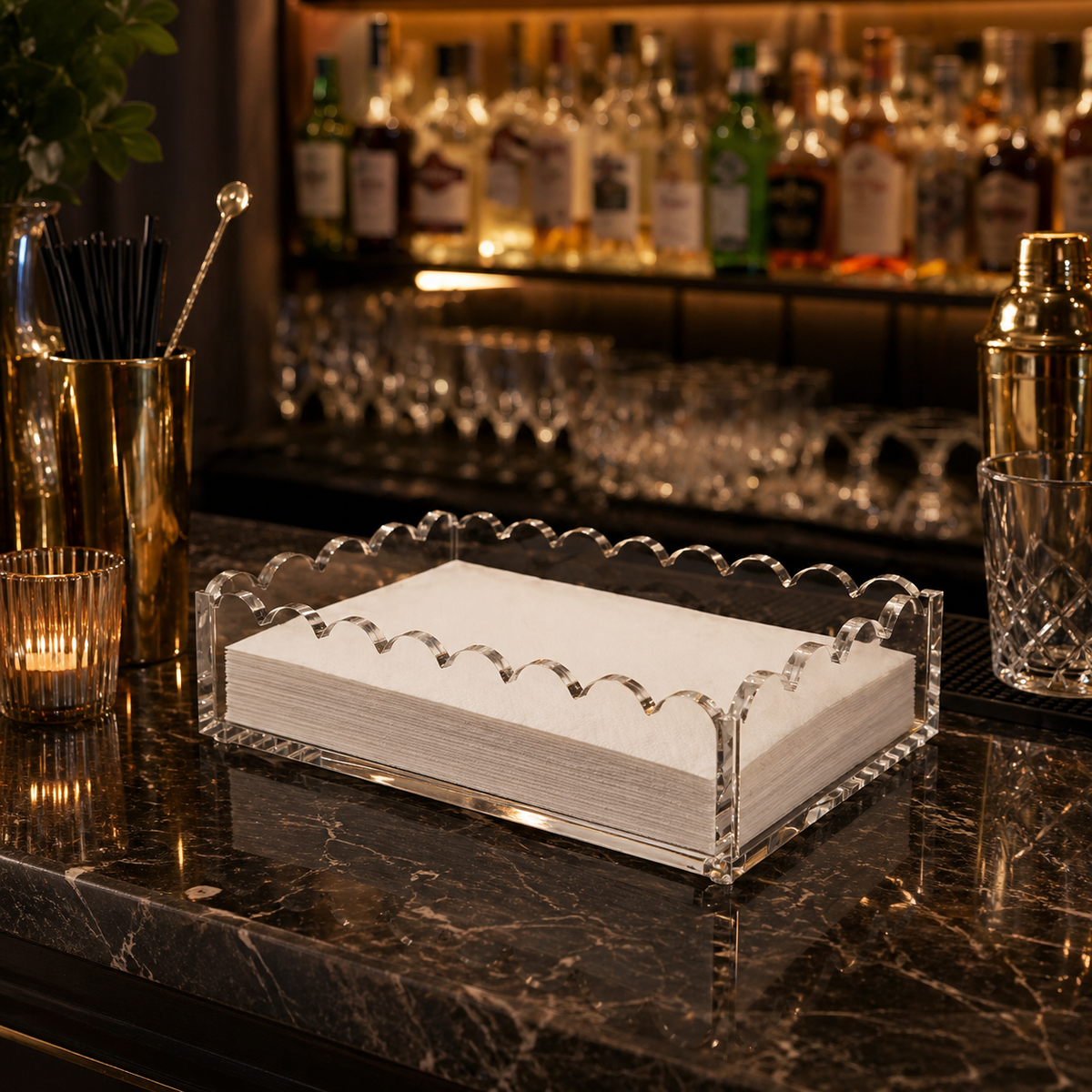 Scalloped Acrylic Guest Towel Napkin Holder