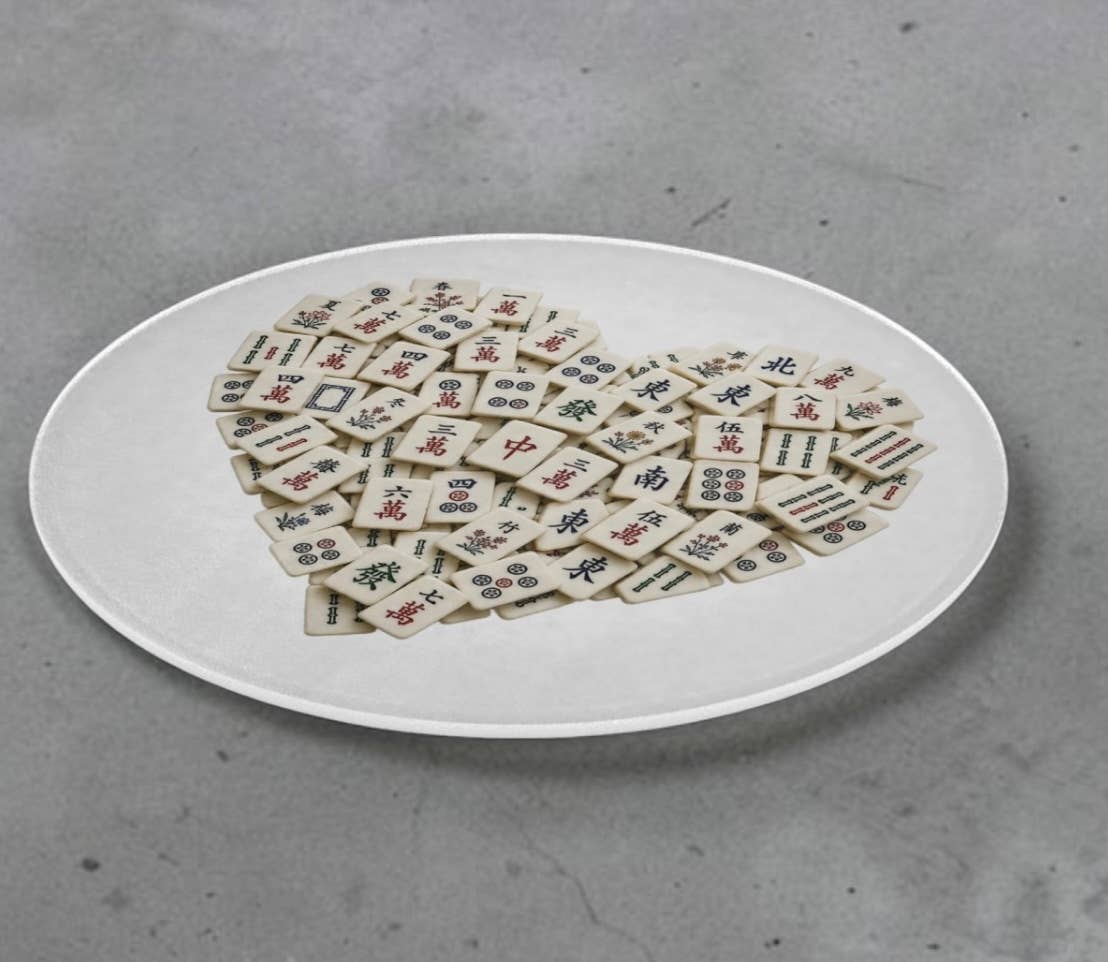 Mahjong Tiles Heart Serving Board