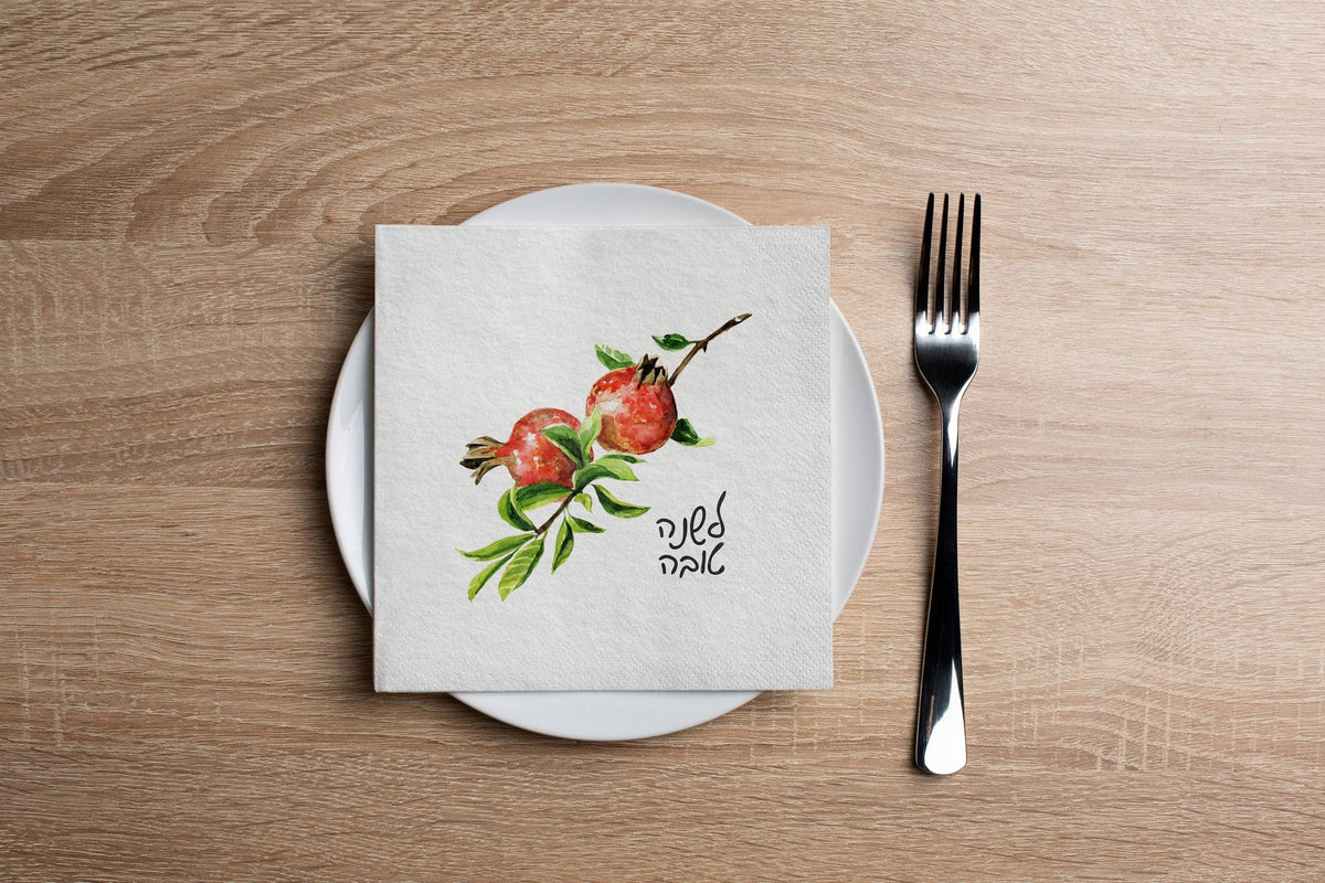 Pomegranate Watercolor Cocktail Napkin