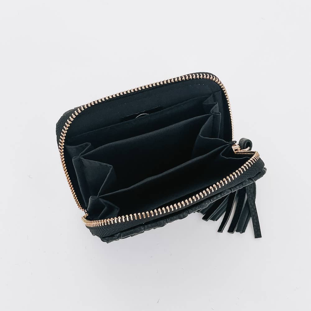 Portefeuille tissé - noir