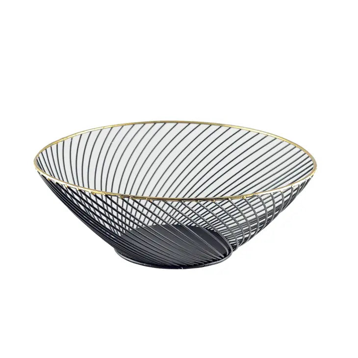 Black Bread Basket with Gold Border