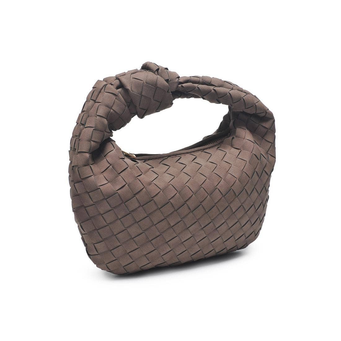 Knotted woven Suede Clutch - taupe