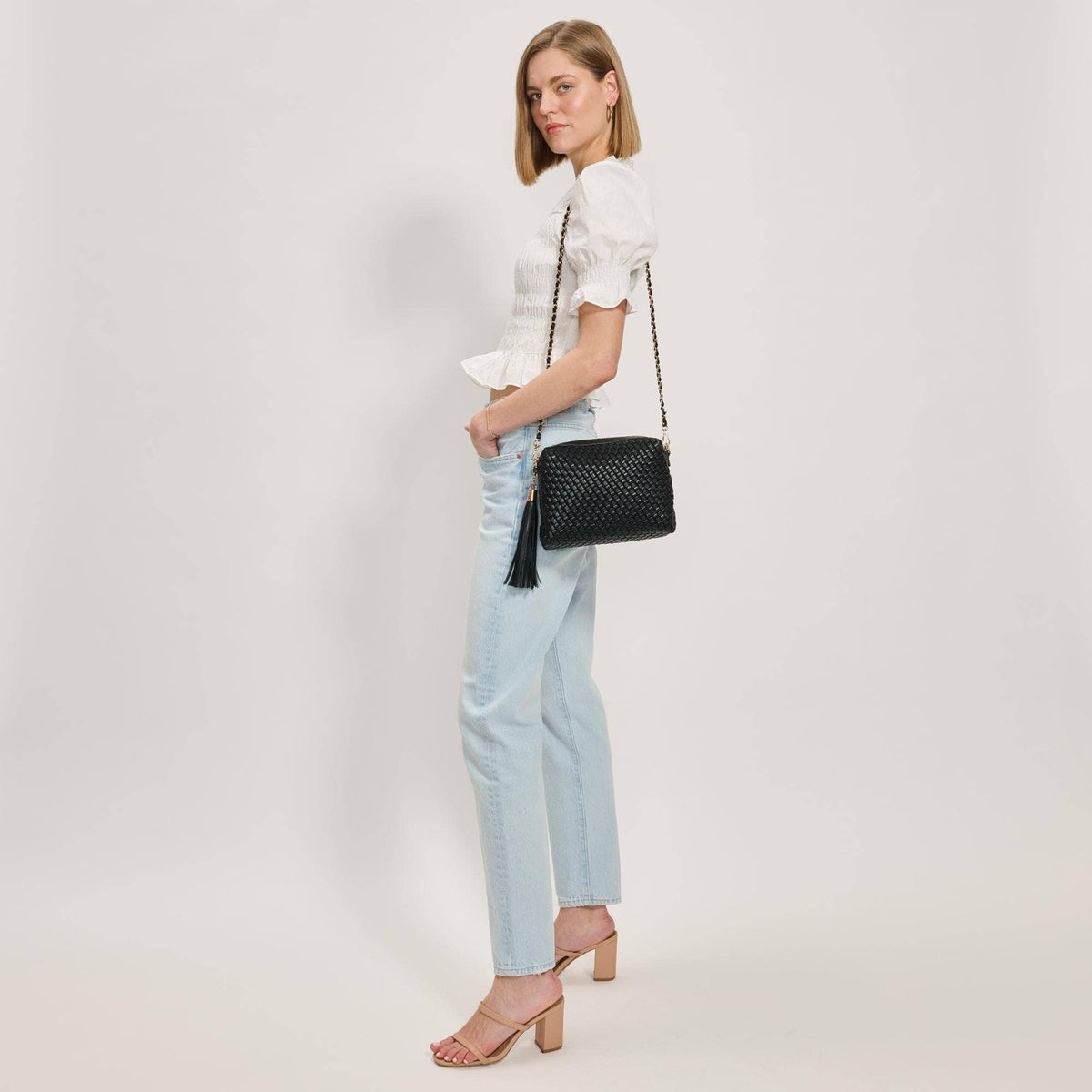 Woven Crossbody - black