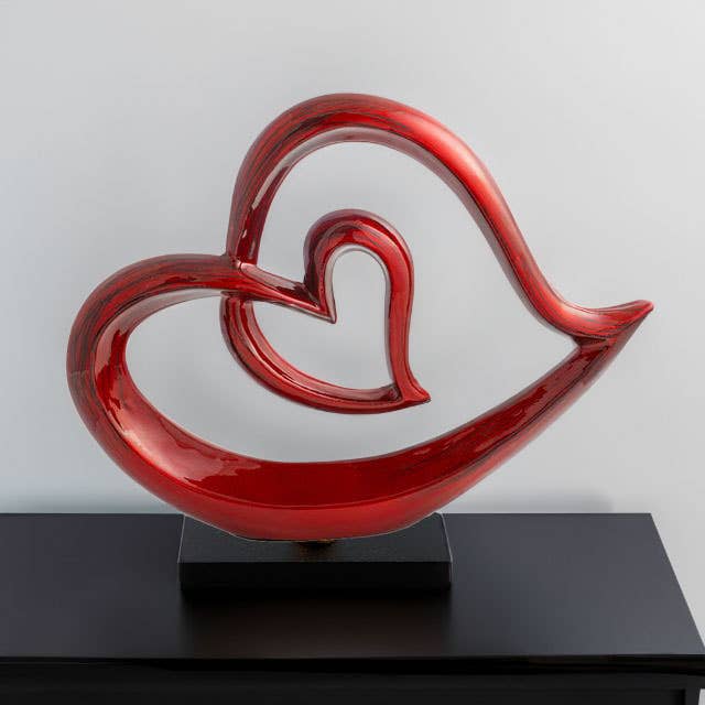 Corazones Glaçure Rouge Cœurs Jumeaux sur Socle