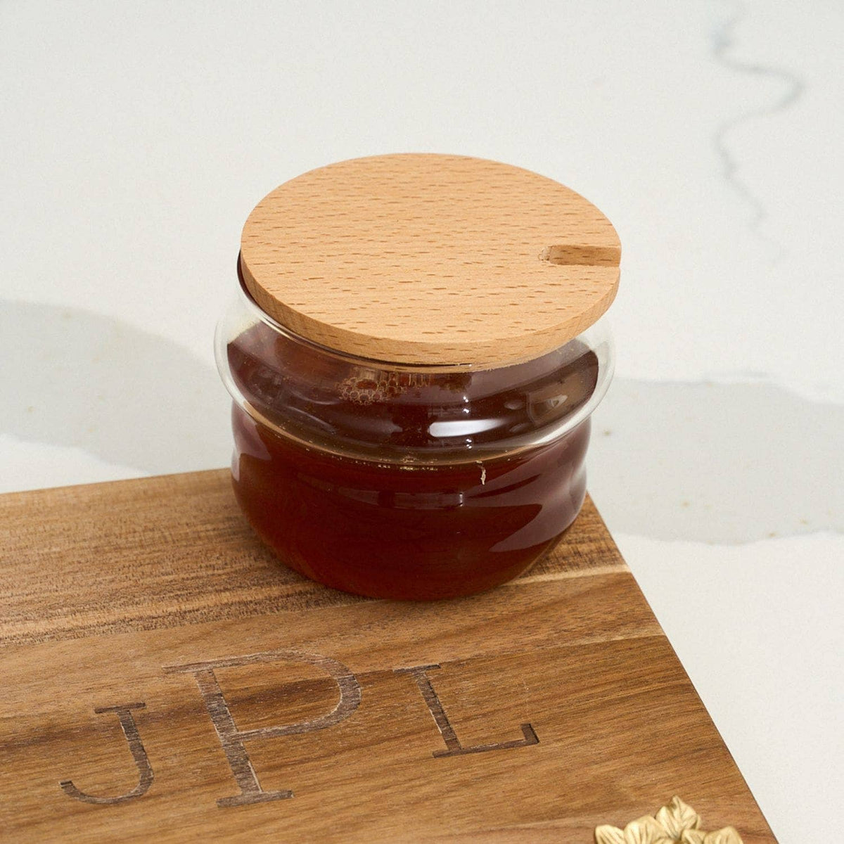 Glass Honey Jar & Wood Dipper
