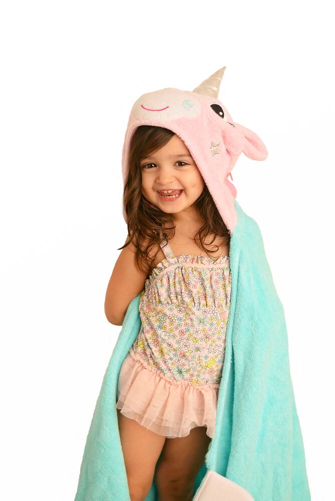 Personalized kids Bath Towel - Terry Hooded - UNICORN