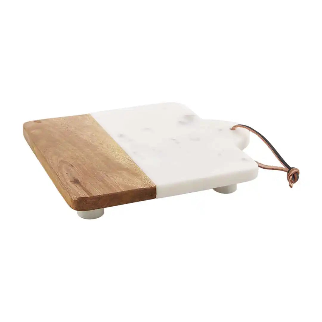 MARBLE AND WOOD TRIVET