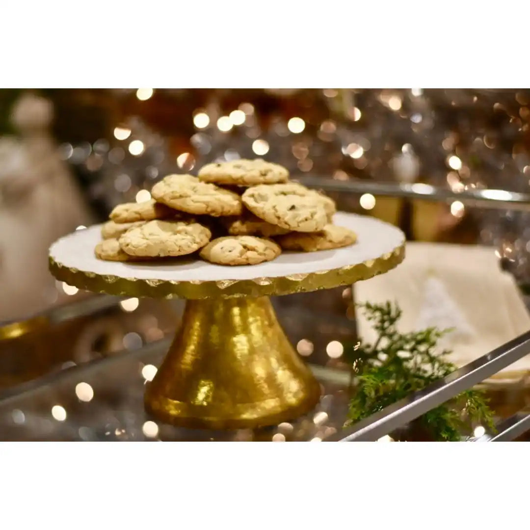 MARBLE GOLD PEDESTAL CAKE STAND