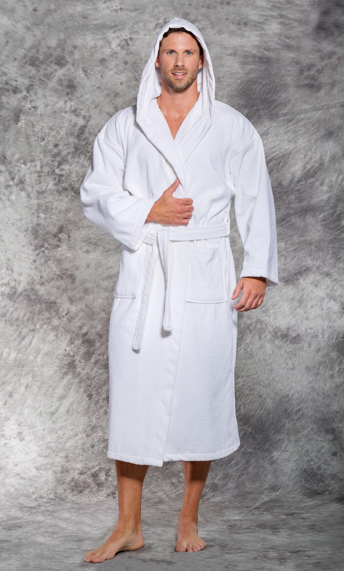 Sweat à capuche unisexe en velours éponge personnalisé de la collection Hôtel - Blanc