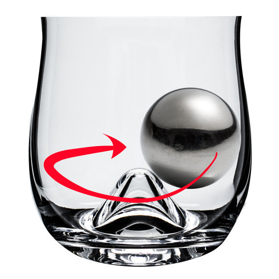Whiskey Glassl Set with Steel Ice Ball, Tongue and Pouch