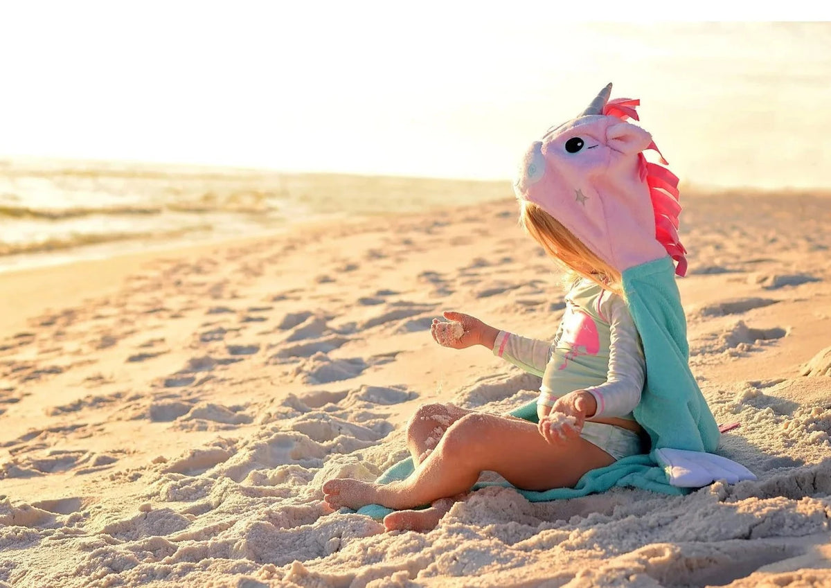 Personalized kids Bath Towel - Terry Hooded - UNICORN