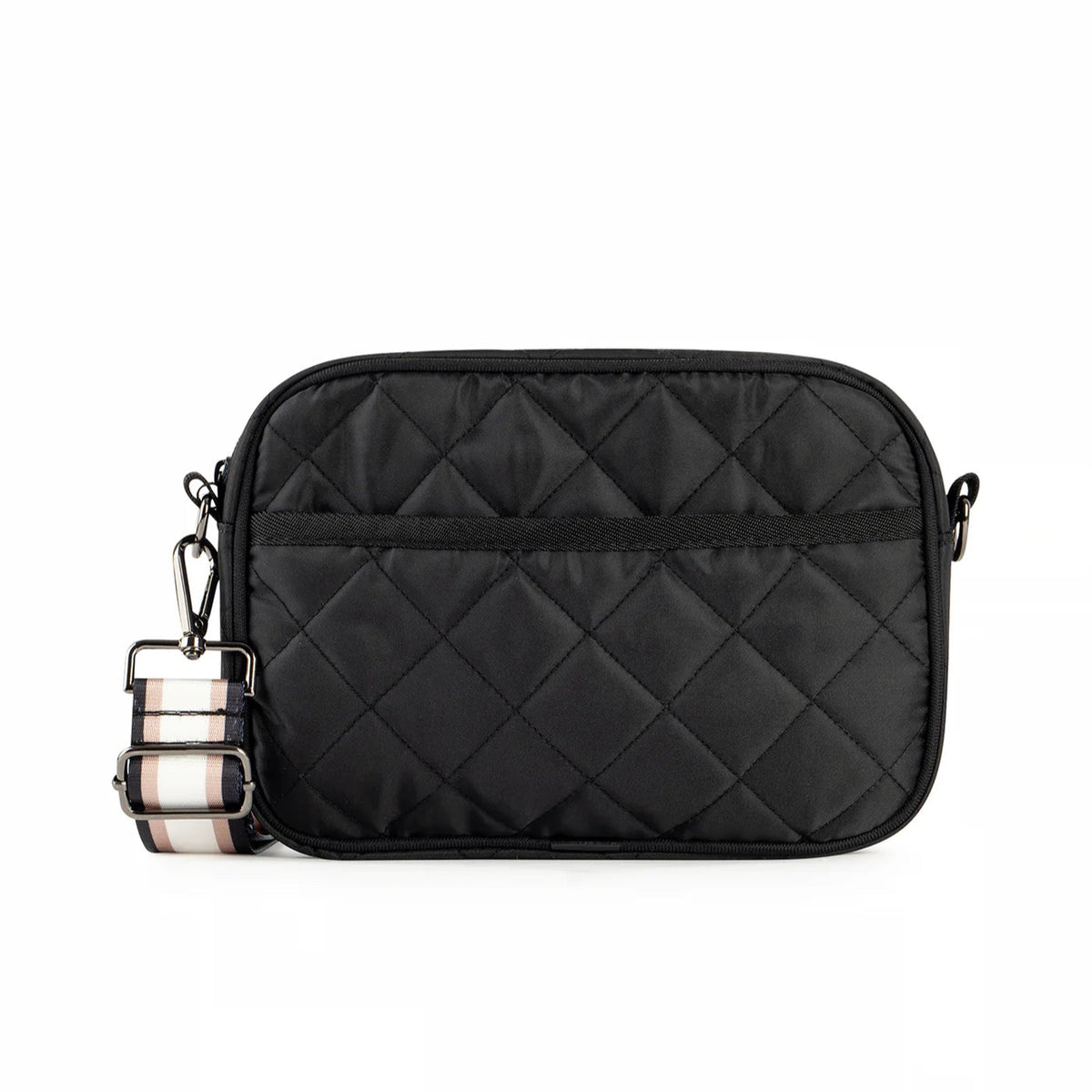 Nylon quilted Crossbody -Black