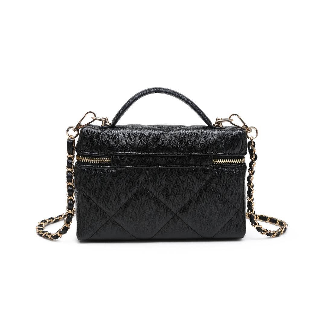 Quilted Vanity bag with chain - black