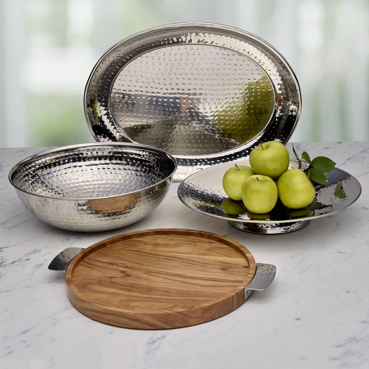 Plateau rond en bois d'acacia