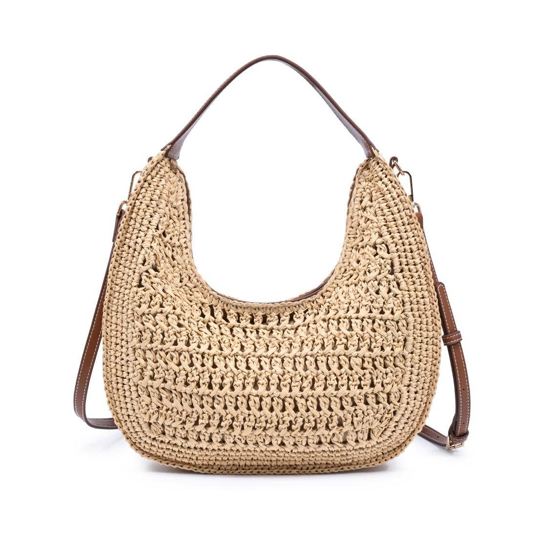 Sac à bandoulière tressée style hobo incurvé