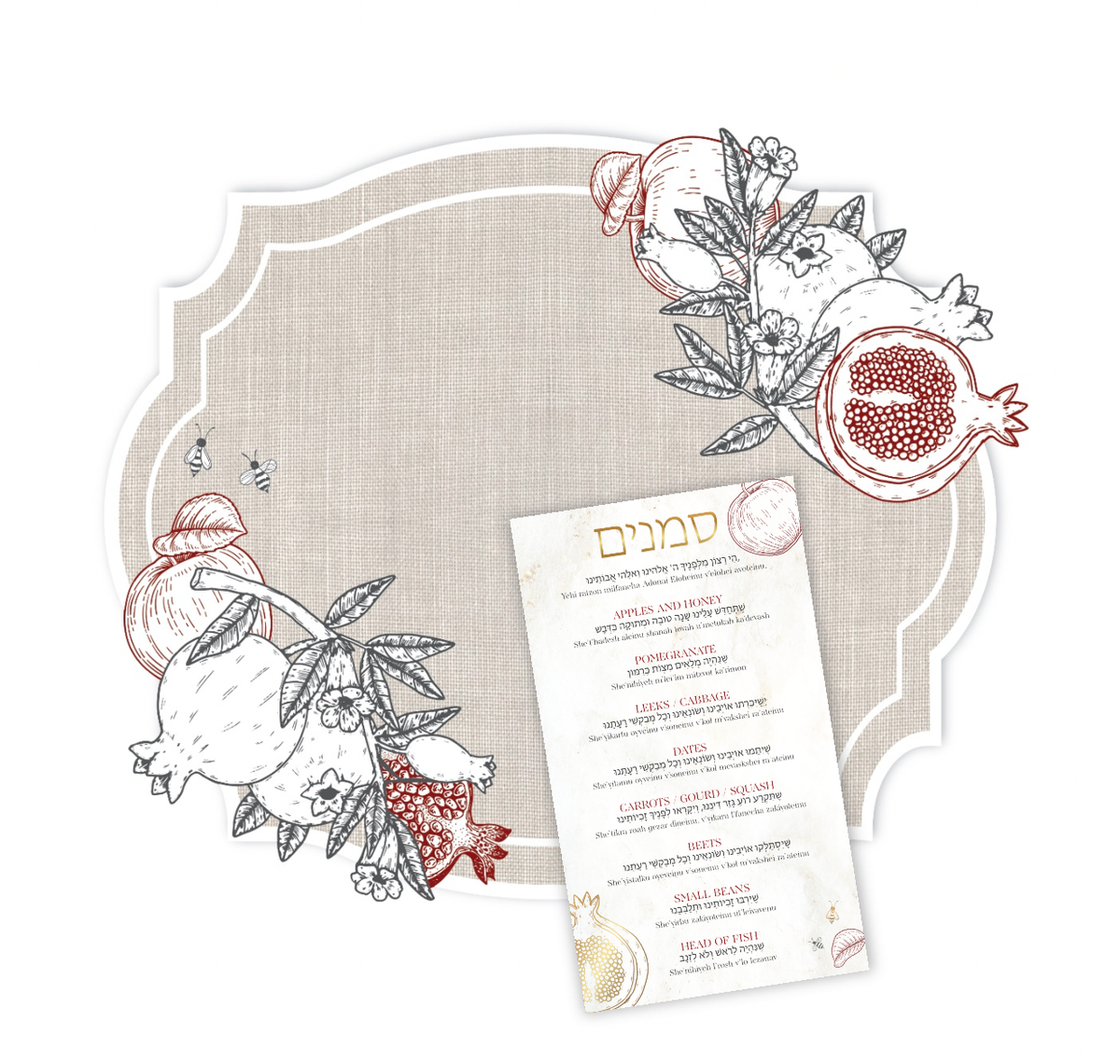 LOT DE 12 SETS DE TABLE EN TOILE DE JUTE À POMMES ET POMMES