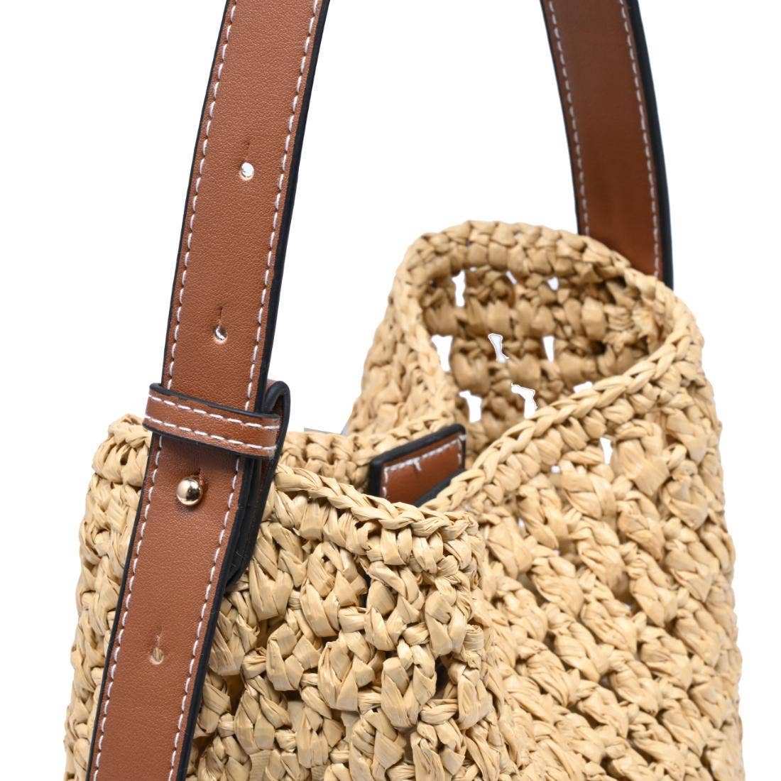 Sac seau tissé à la main - naturel