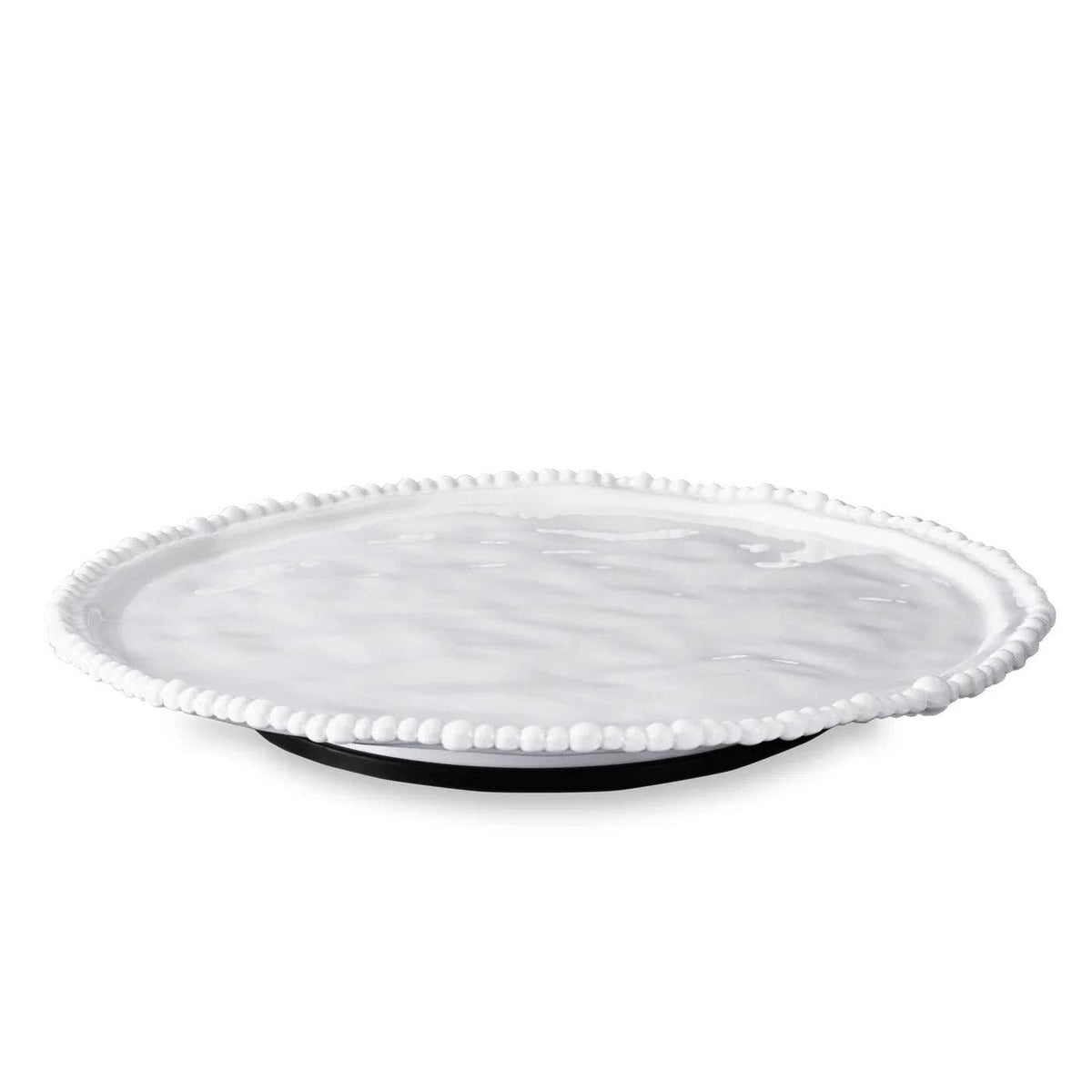 14" beaded Lazy Susan - White