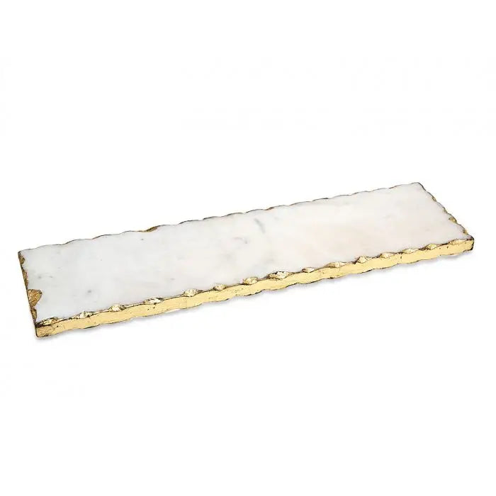 Plateau rectangulaire en marbre avec bordure dorée