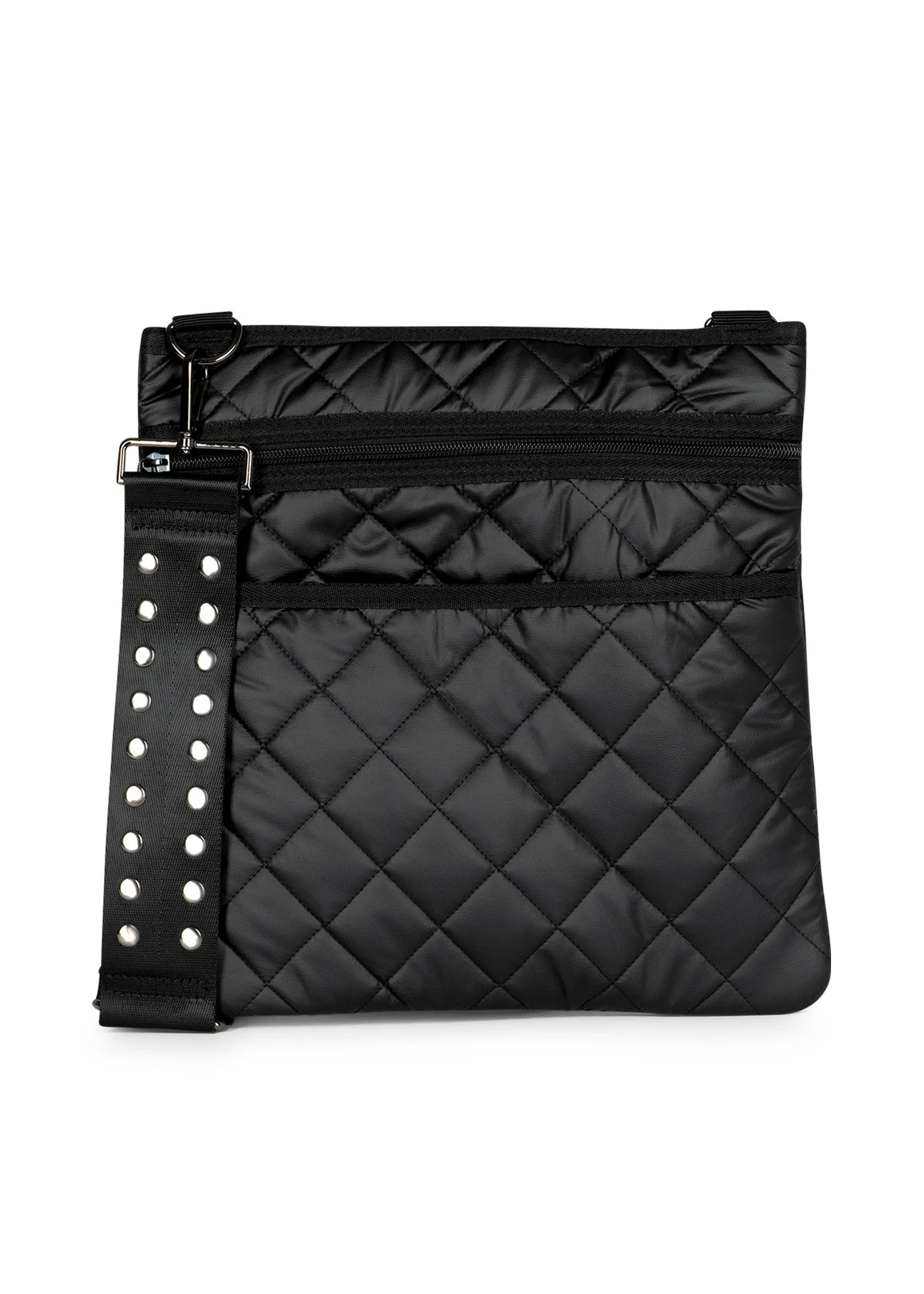 Sac bandoulière matelassé en similicuir noir