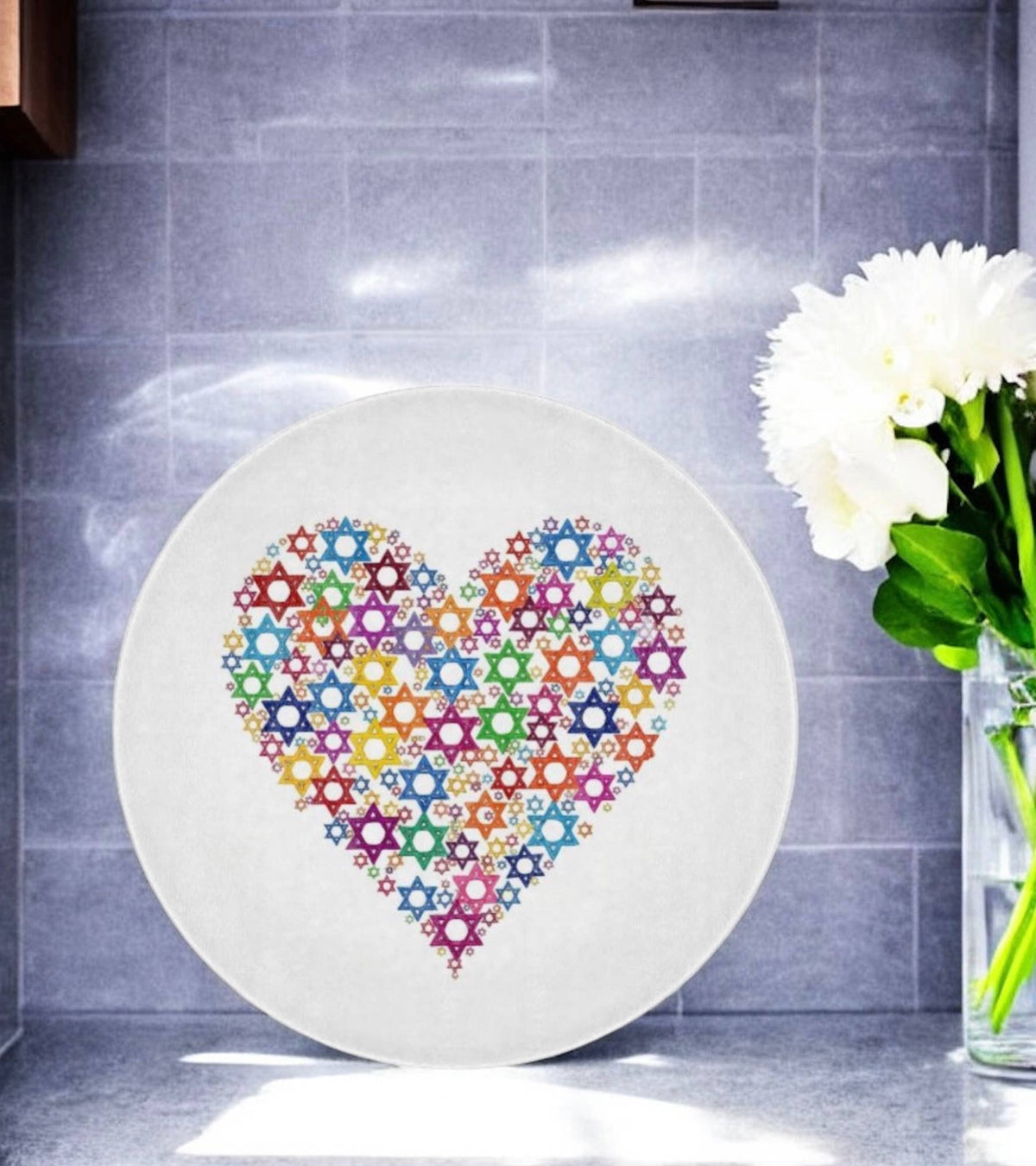 Star Of David Heart Judaica Art Cutting Board