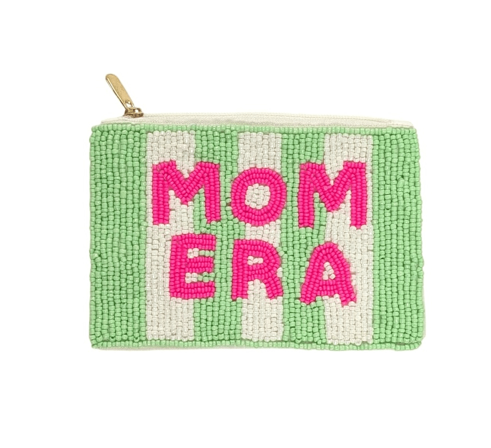 Porte-monnaie entièrement perlé sur le thème MOM ERA pour femmes