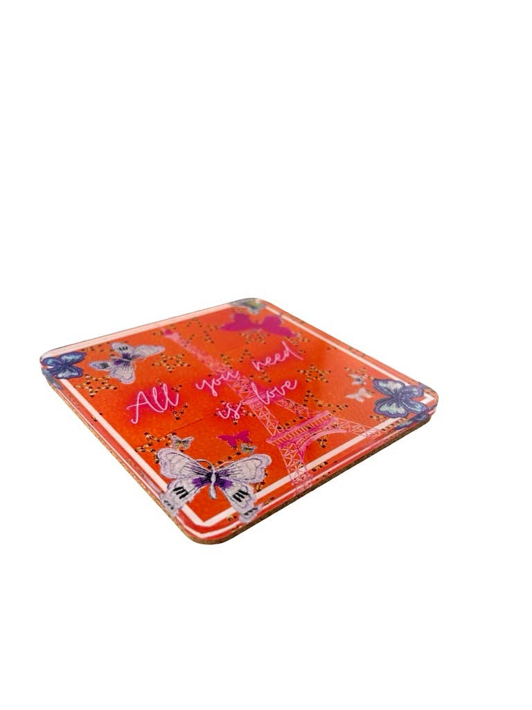 Ensemble de 4 sous-verres en acrylique avec support, tout ce dont vous avez besoin