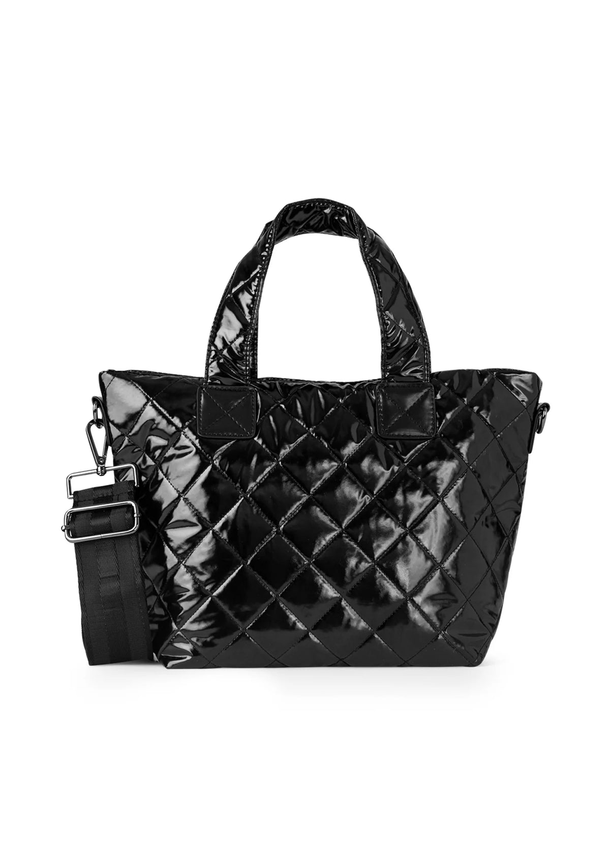 Black shiny puffer Mini Tote