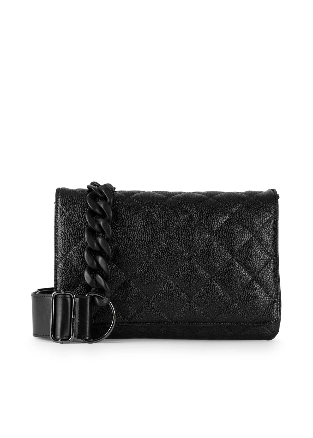 Vegan quilted Pebbled Crossbody- black
