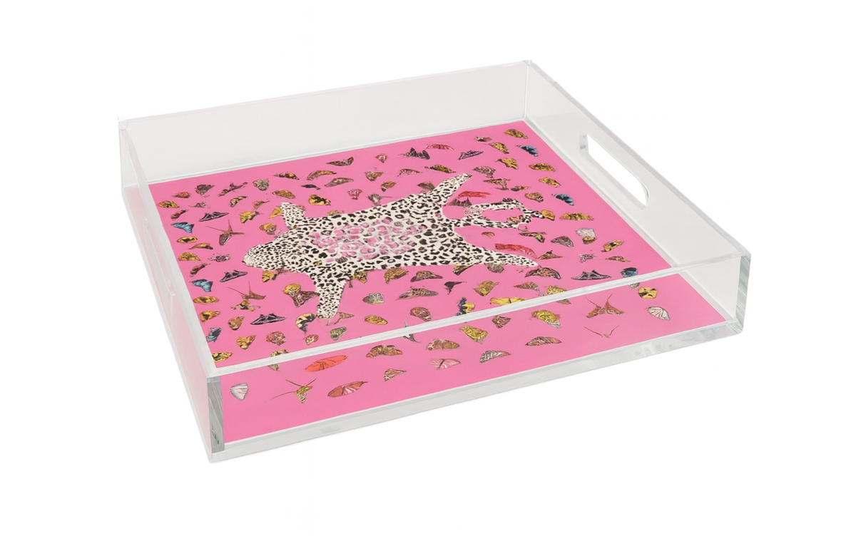 White Tiger Print Acrylic Display Tray