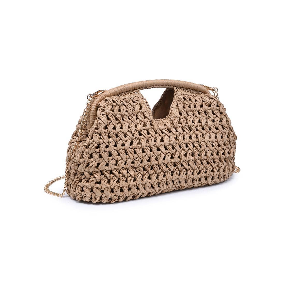 Sac bandoulière en raphia tressé - naturel